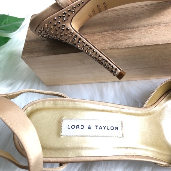 Lord & Taylor Rhinestoned Satin Ankle Strap Heels - Picture 7 of 10